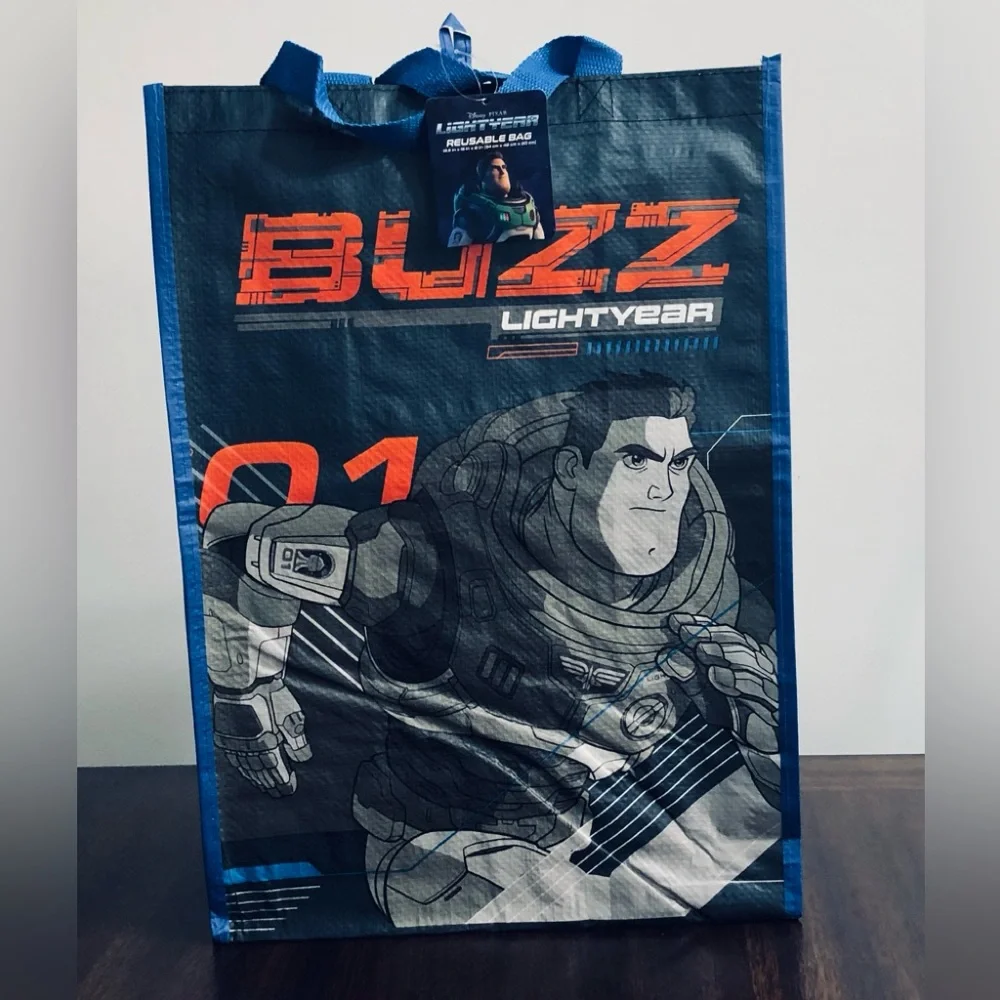 Disney Pixar LightYear Reusable bag: Buzz 01 graphic black. 13.5in X 19in X 8in